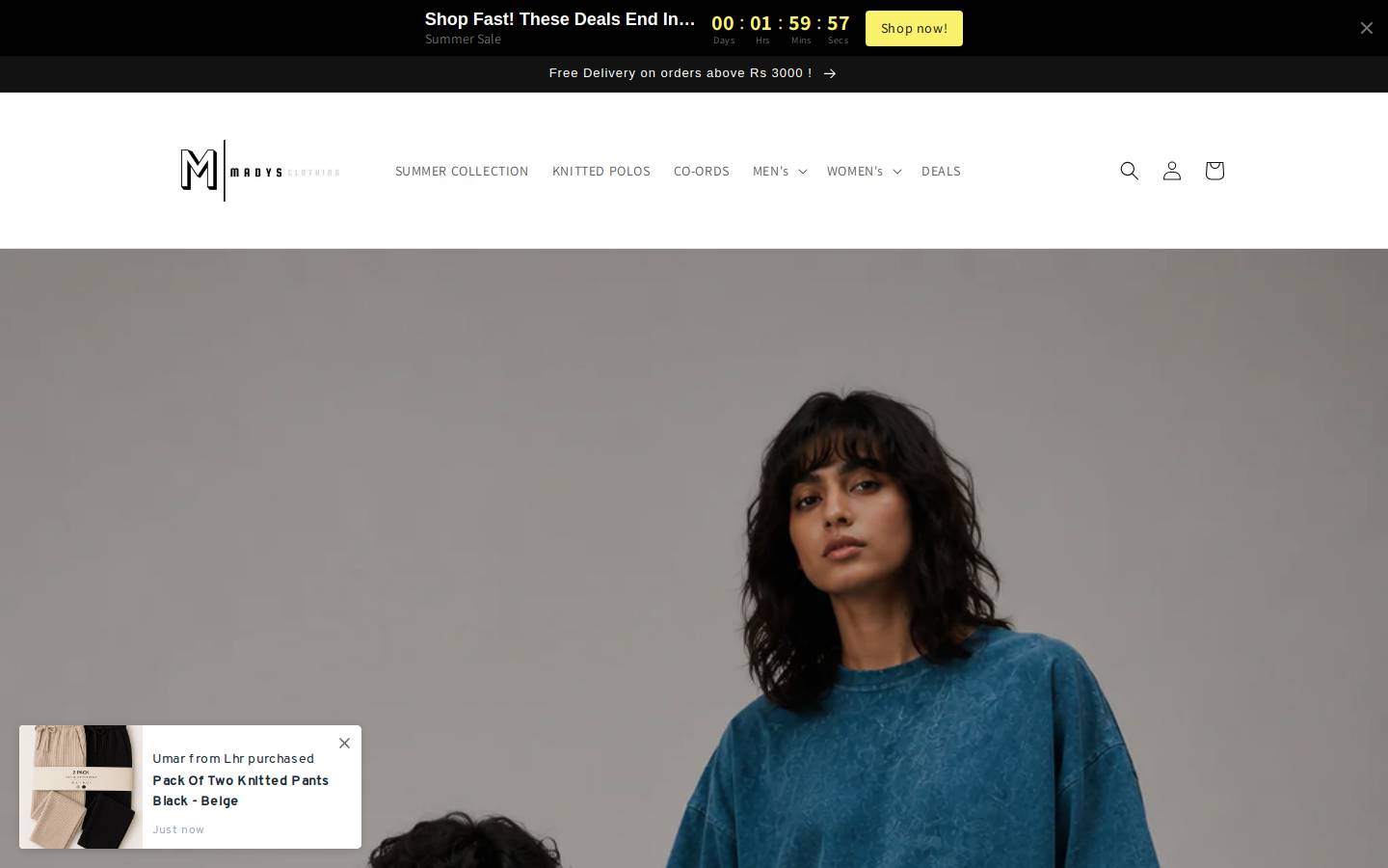 Madysclothing homepage screenshot