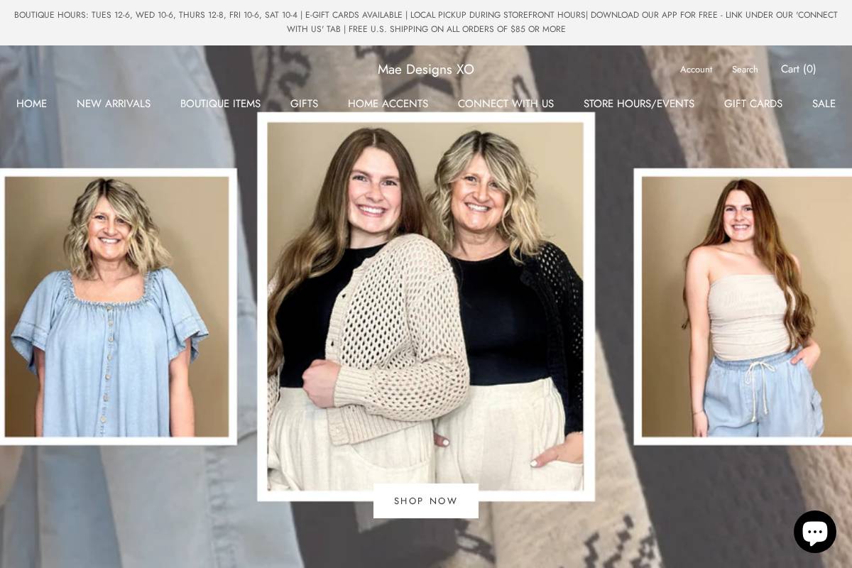 maedesignsxo.com homepage screenshot