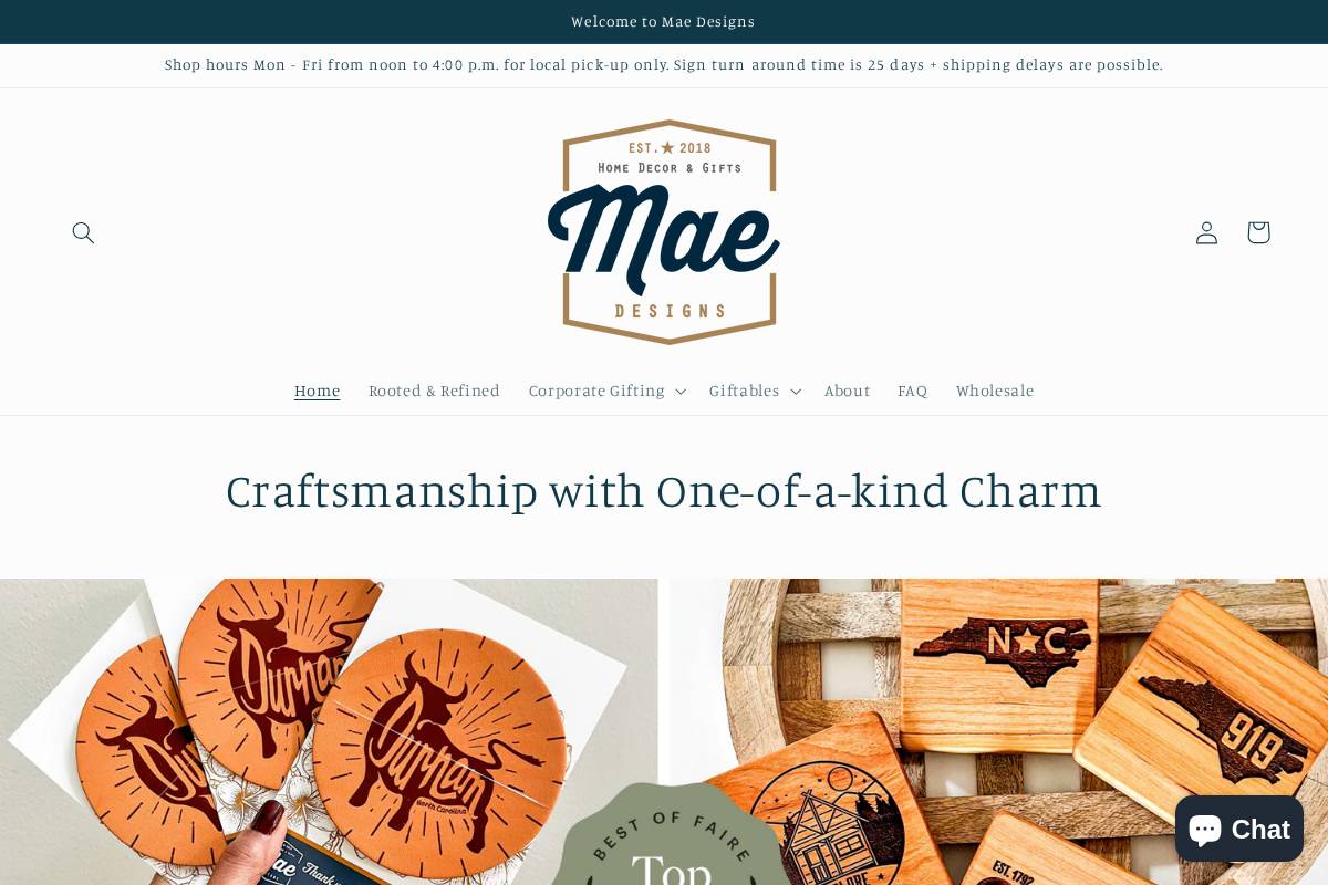 maehomedesigns.com homepage screenshot