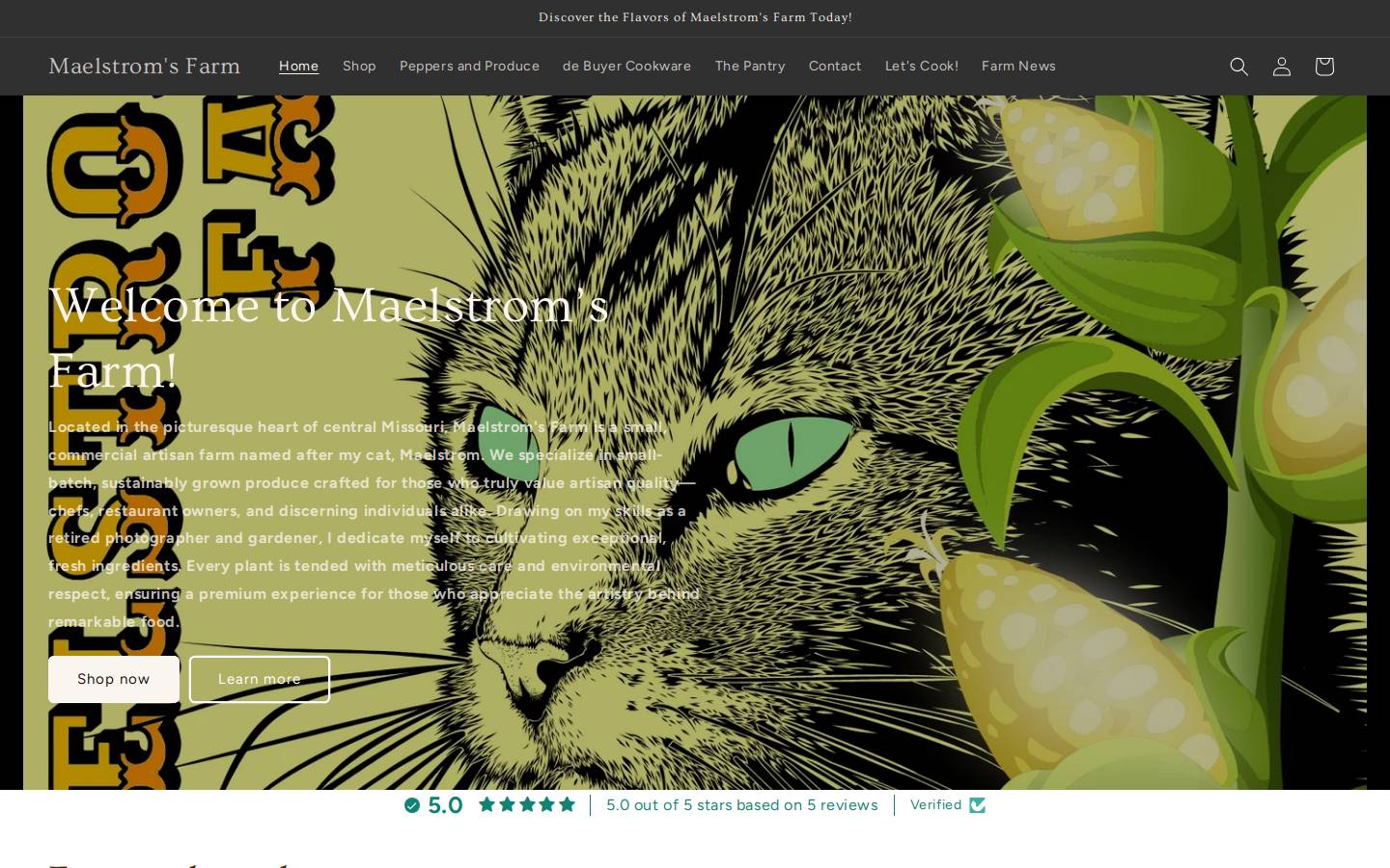 maelstromsfarm.com homepage screenshot