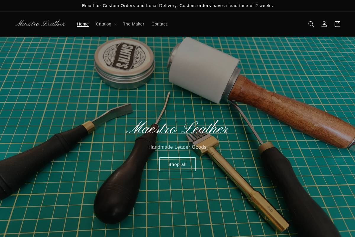 maestroleatherco.com homepage screenshot