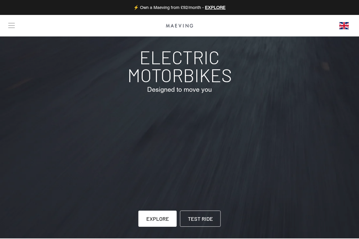 Maeving homepage screenshot