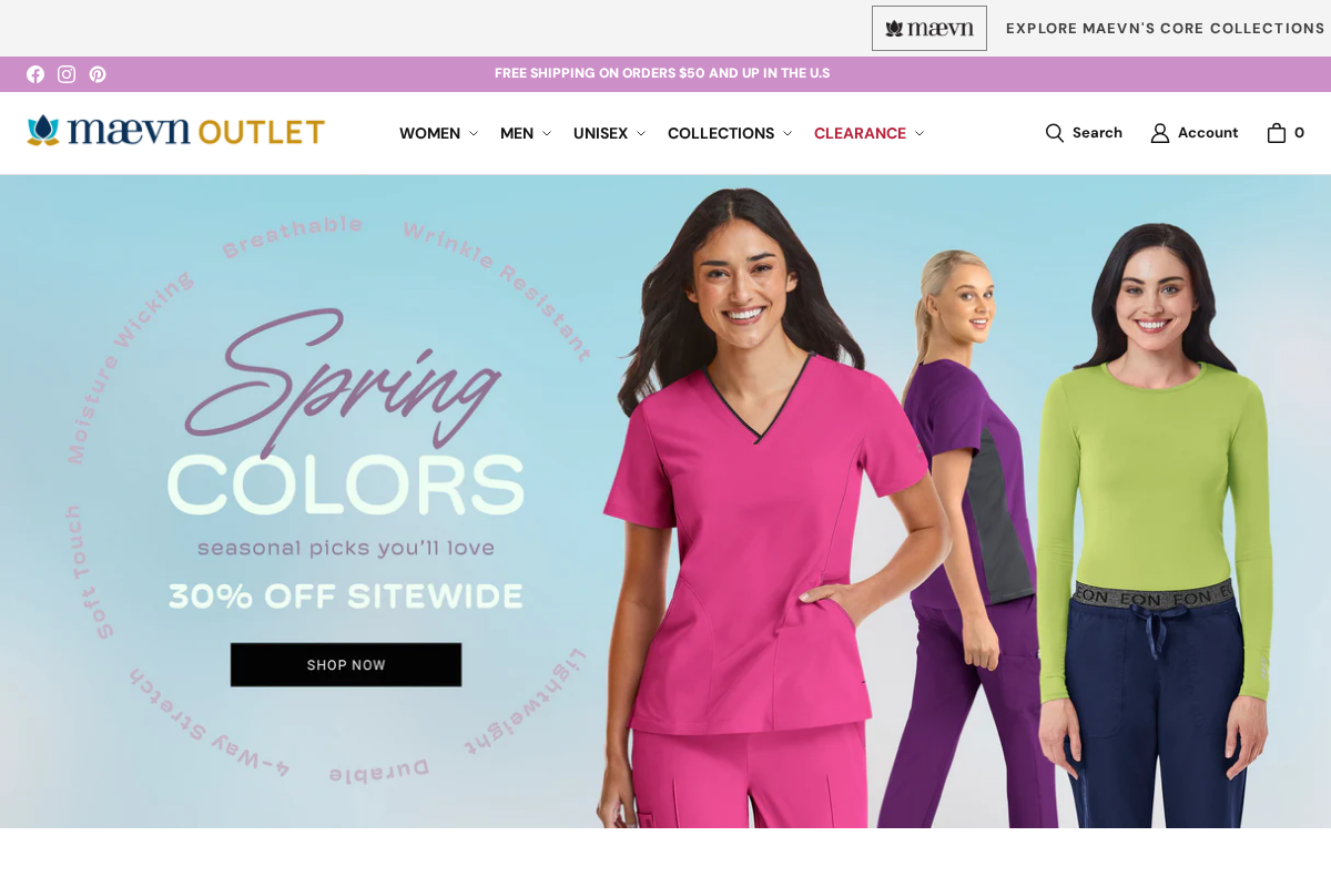 maevnoutlet.com homepage screenshot