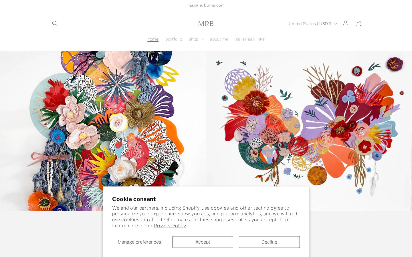 maggierburns.com homepage screenshot