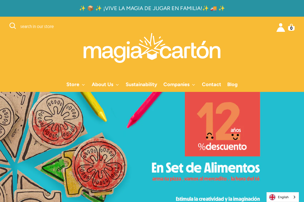 Magia y Cartón homepage screenshot
