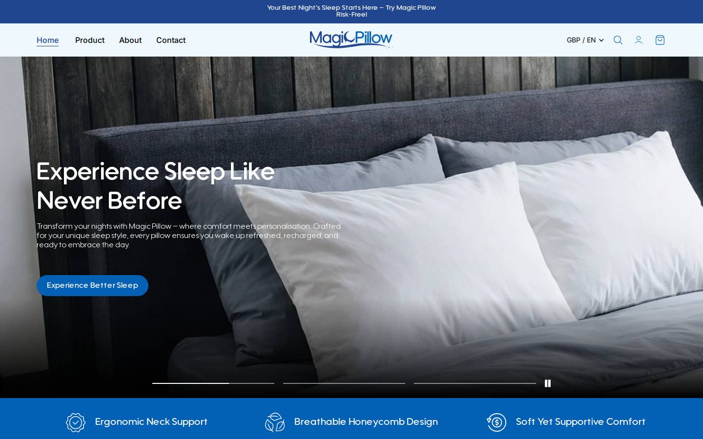 magic-pillow.com homepage screenshot