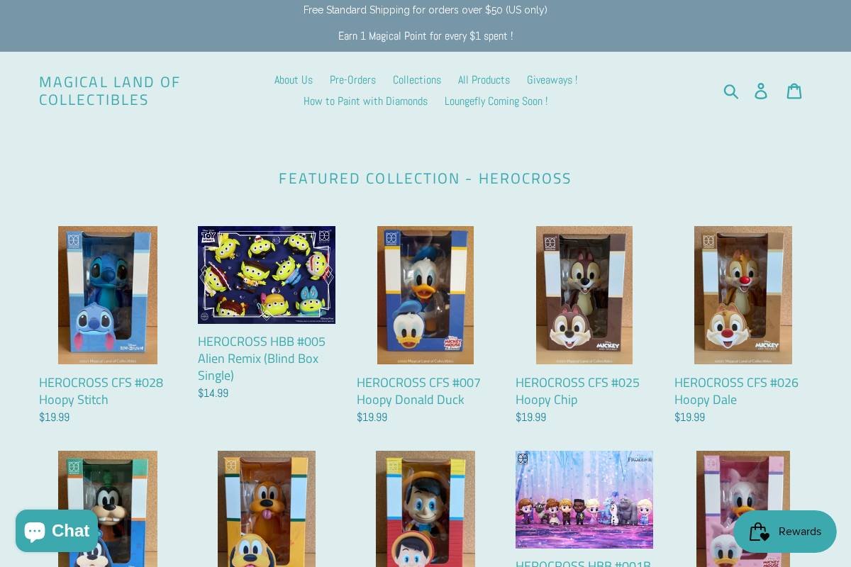 magicallandofcollectibles.com homepage screenshot