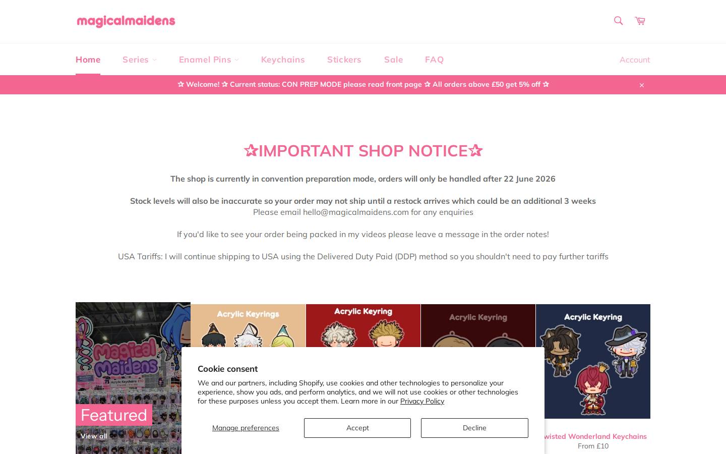 magicalmaidens.com homepage screenshot