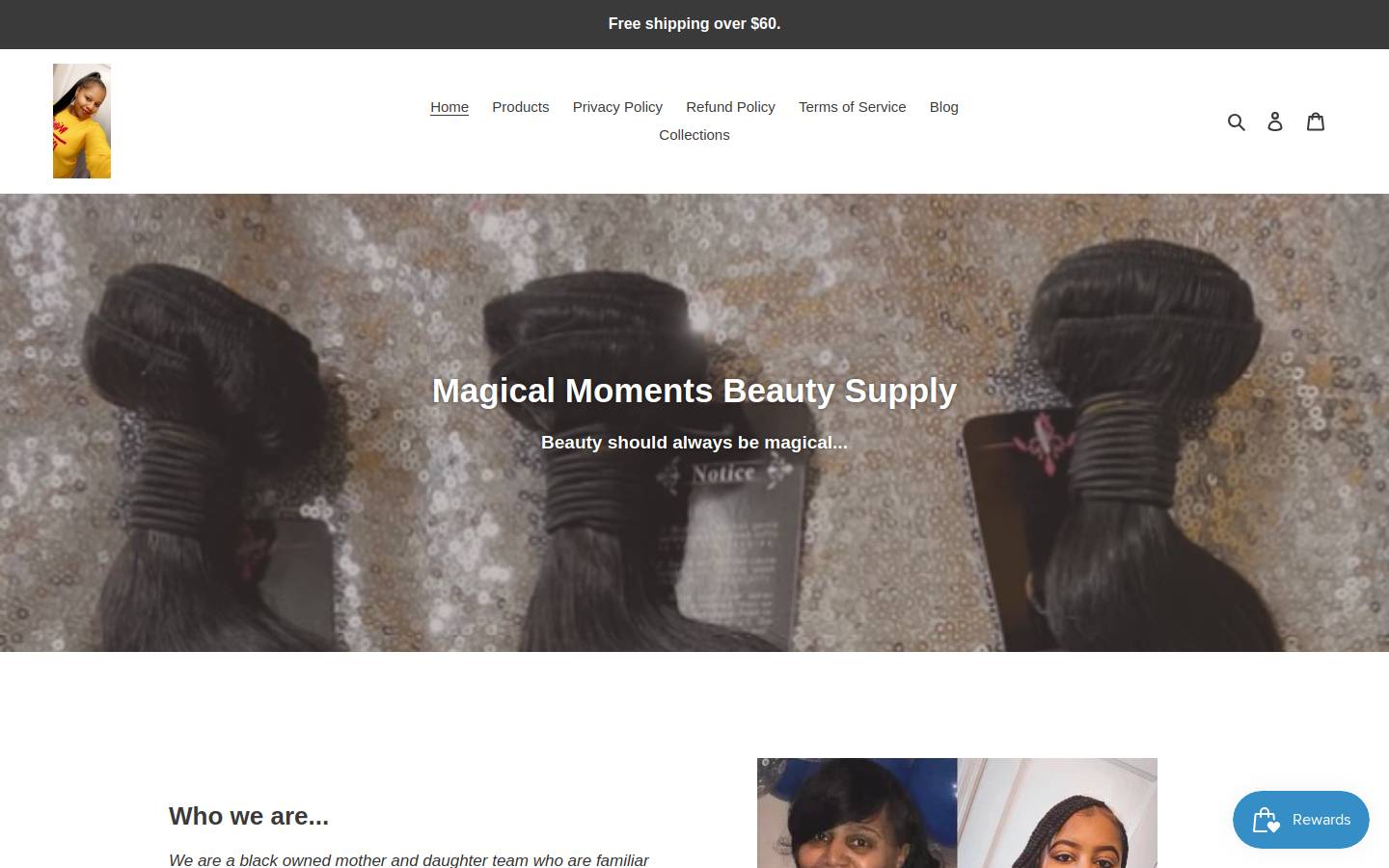 magicalmomentsbeauty.com homepage screenshot