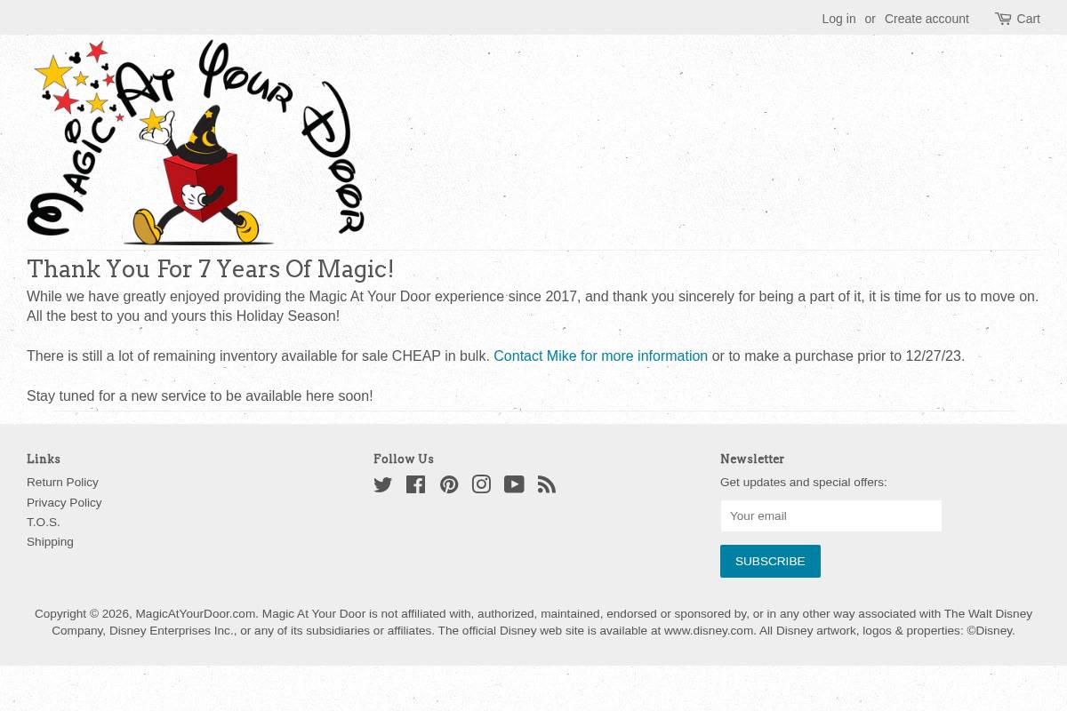 magicatyourdoor.com homepage screenshot