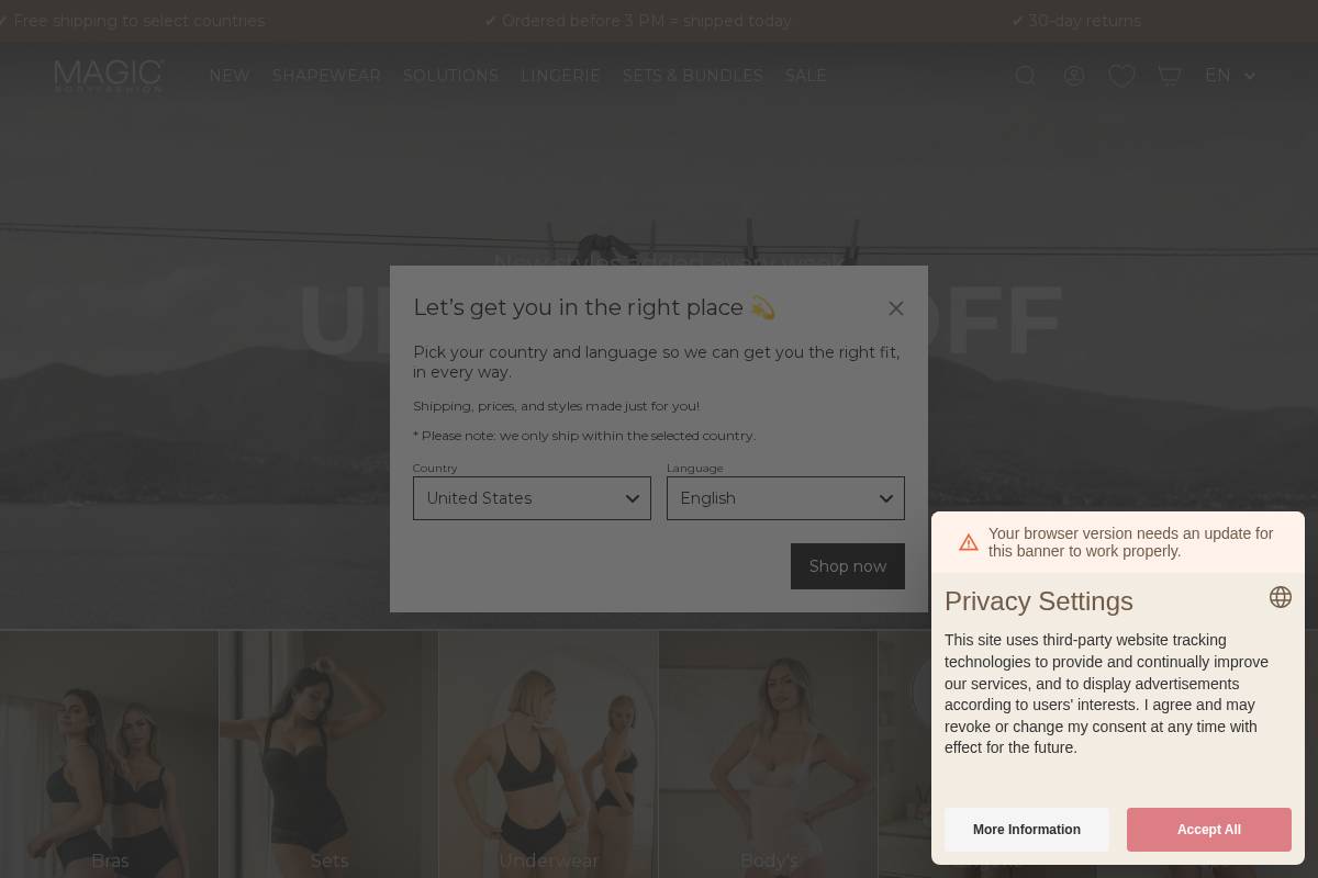 Magicbodyfashion homepage screenshot