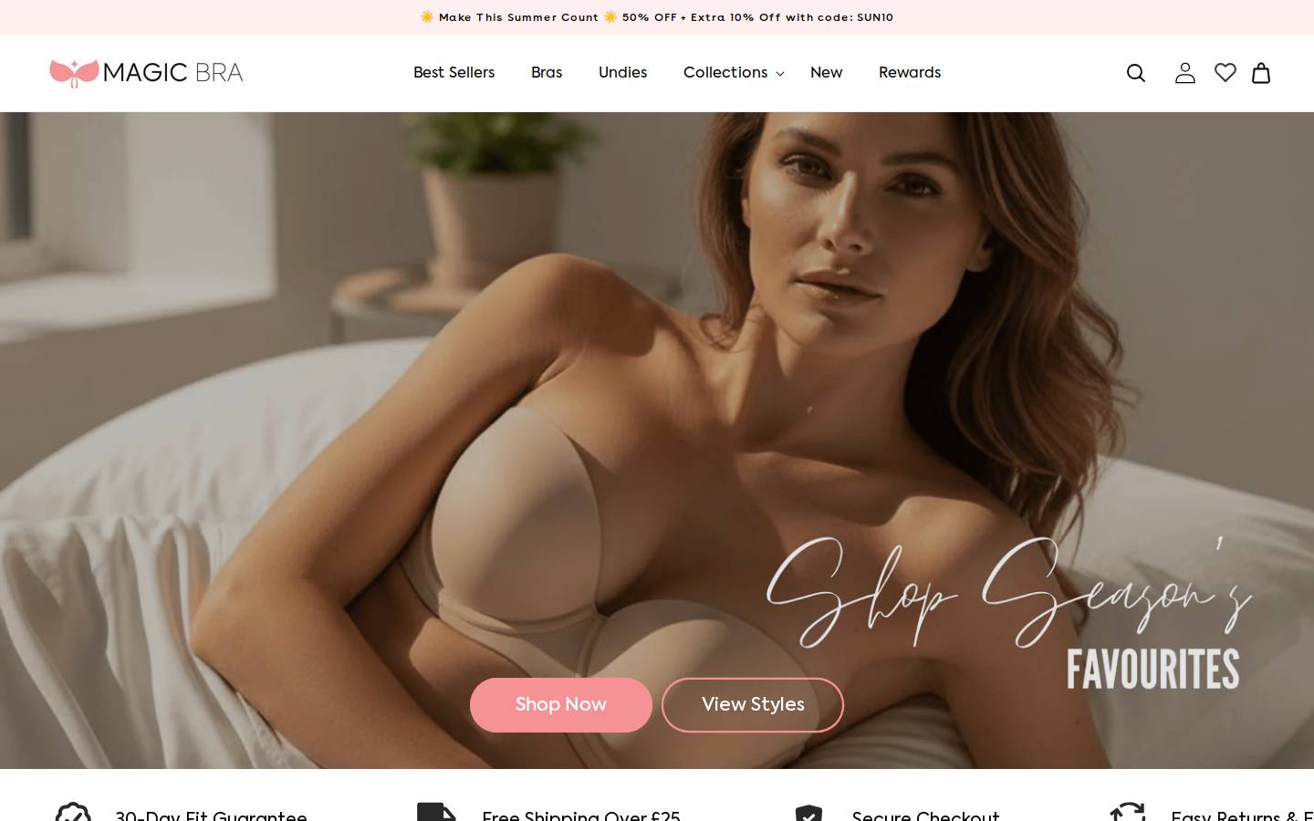 Magicbra homepage screenshot