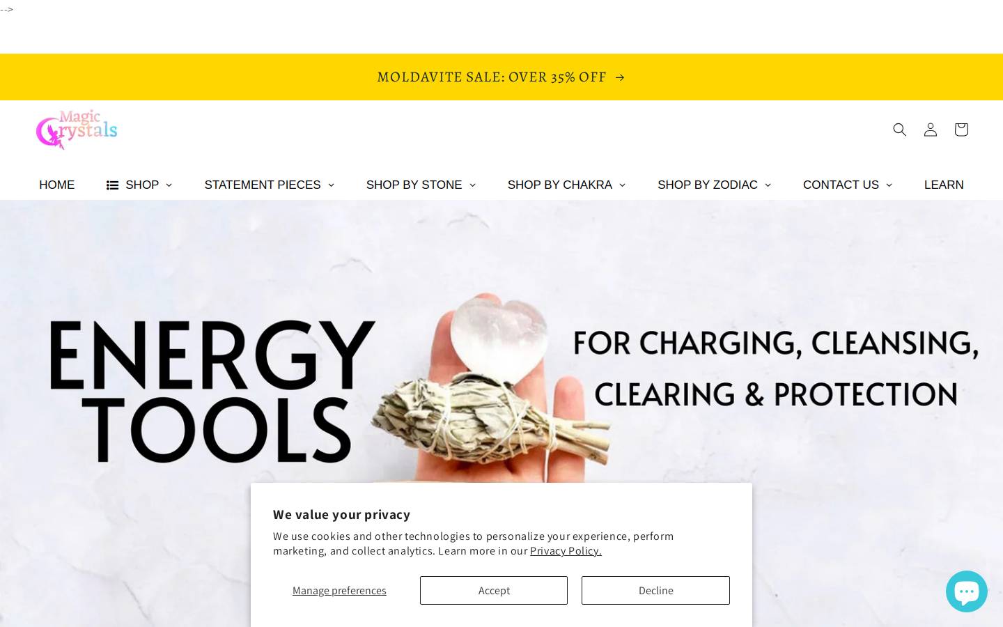 magiccrystalsstore.com homepage screenshot