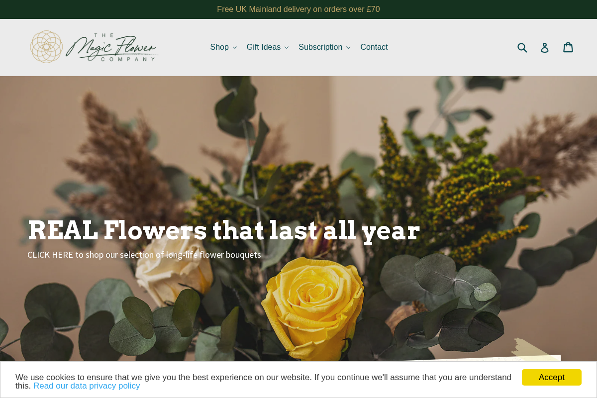 The Magic Flower Company homepage screenshot