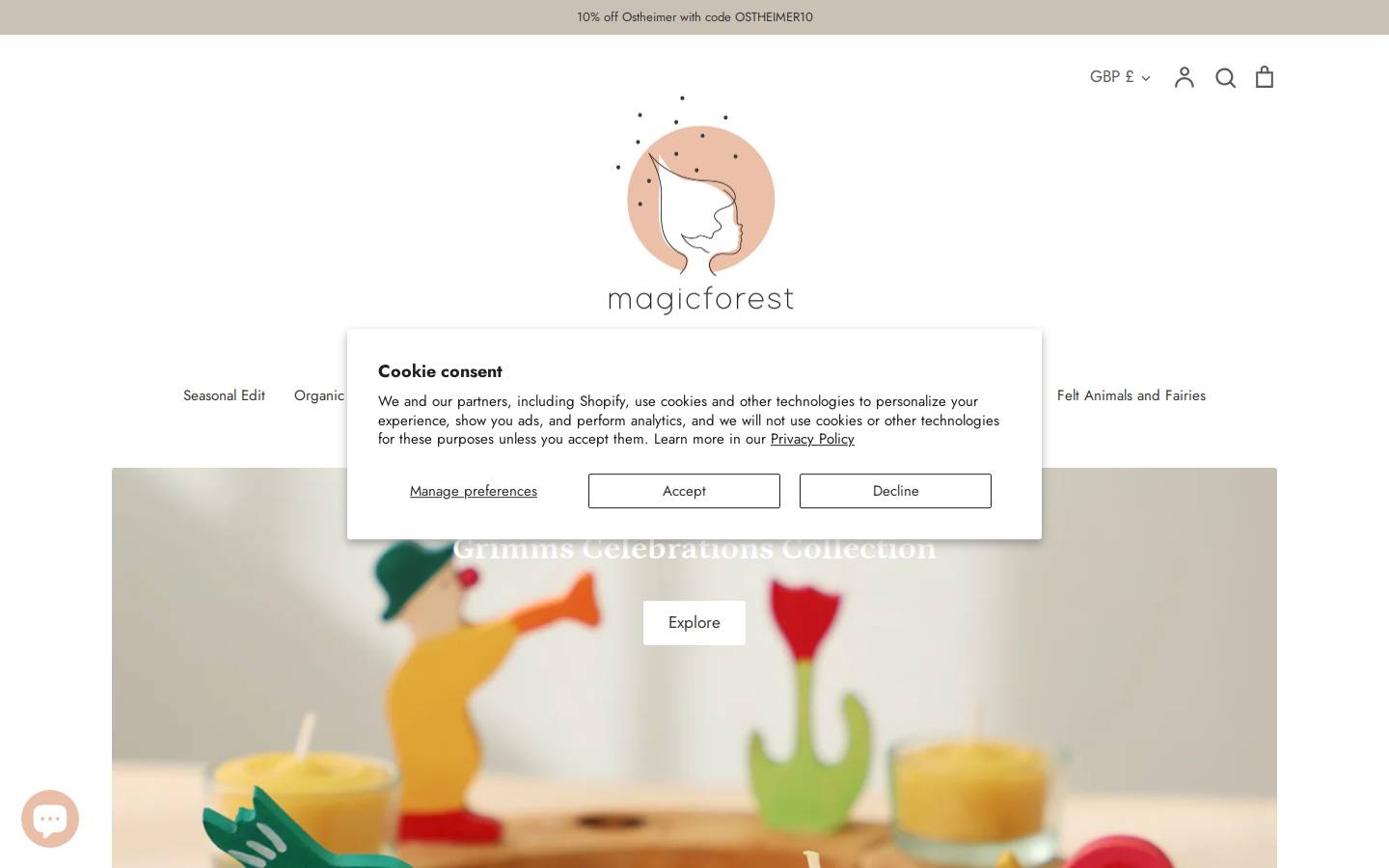 Magicforestshop homepage screenshot