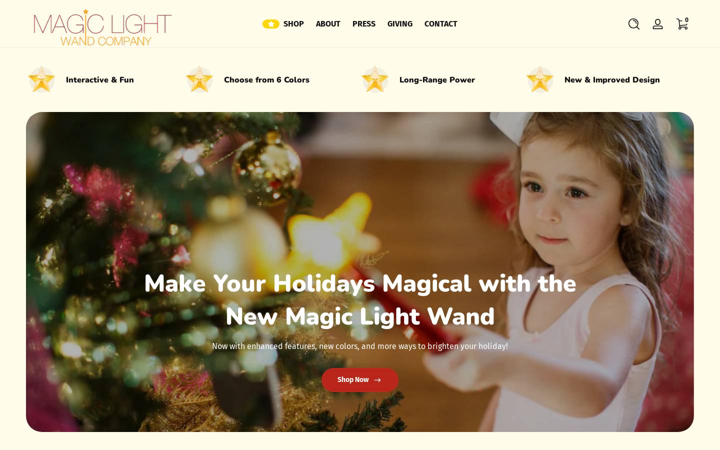 magiclightwand.com homepage screenshot
