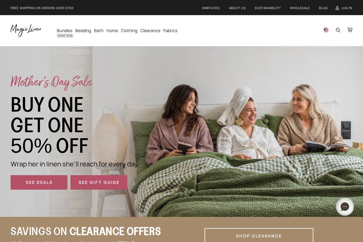 MagicLinen homepage screenshot