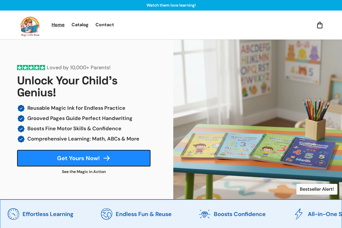 Magic Little Minds homepage screenshot