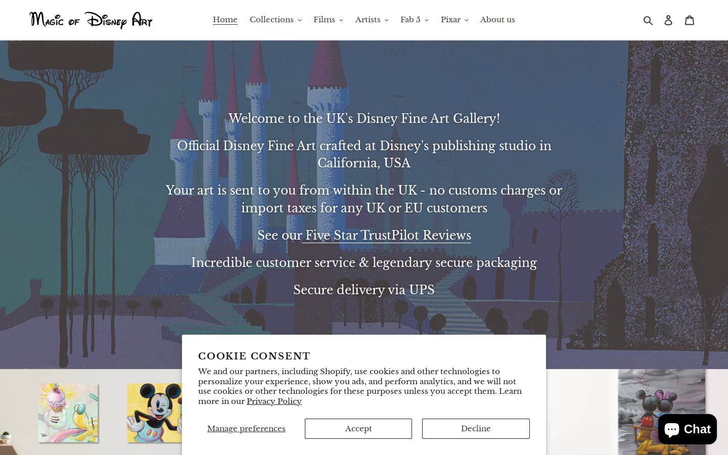 Magic of Disney Art homepage screenshot