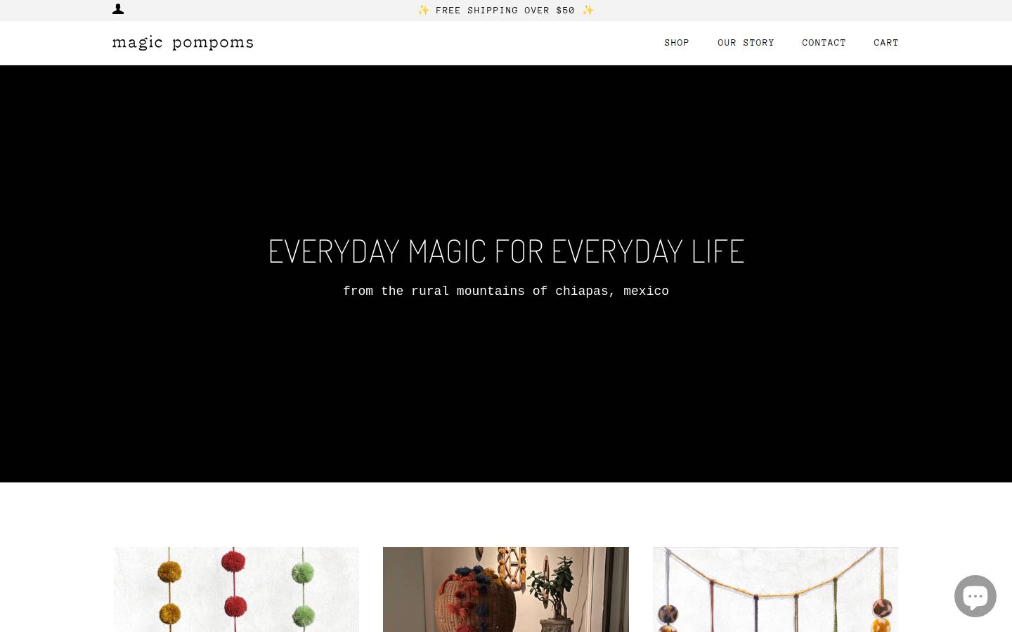 magicpoms.co homepage screenshot