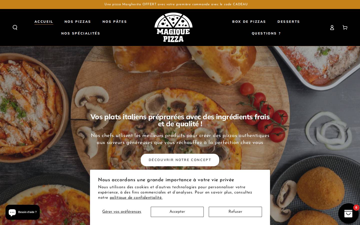 magiquepizza.be homepage screenshot