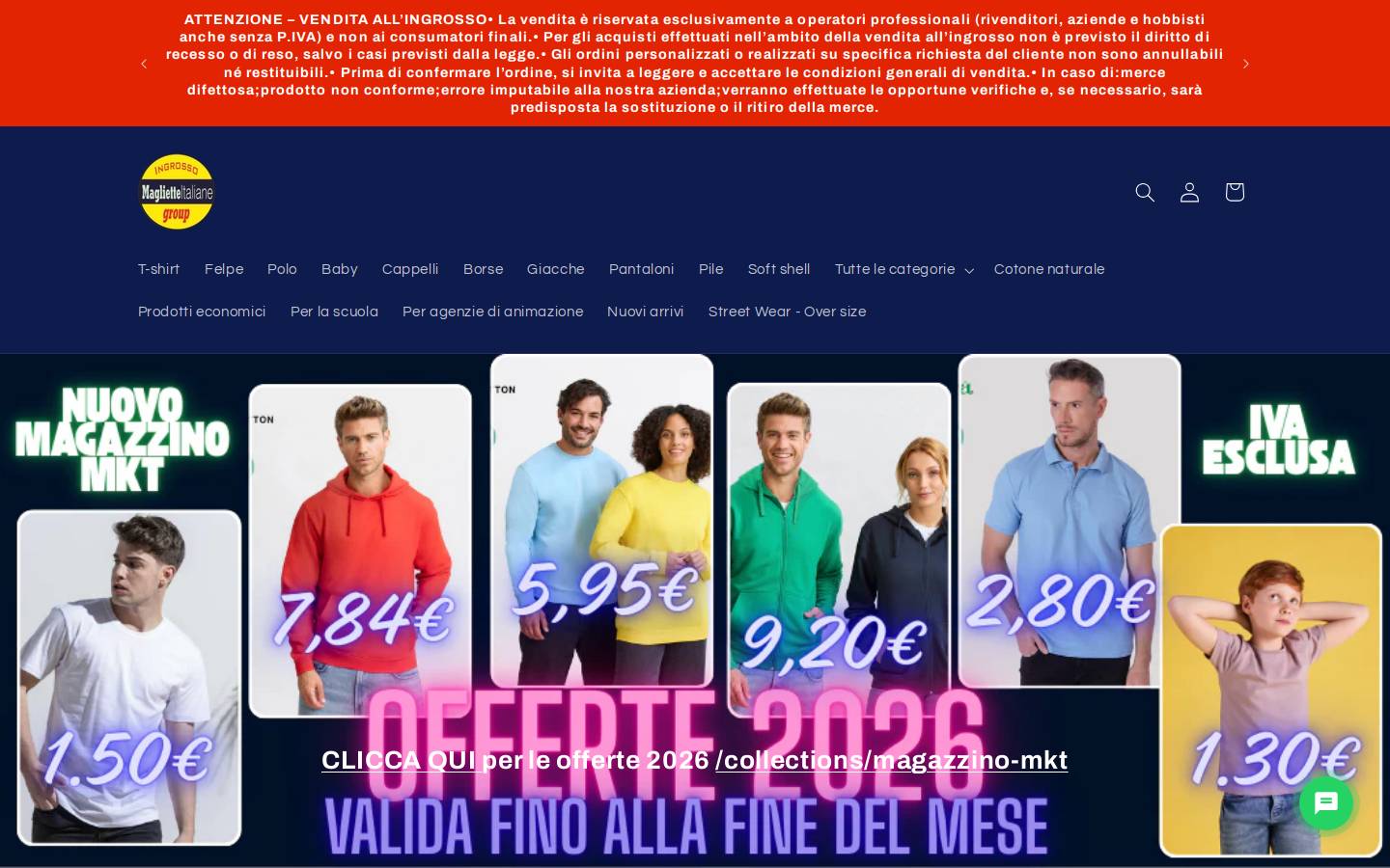 Maglietteitaliane homepage screenshot