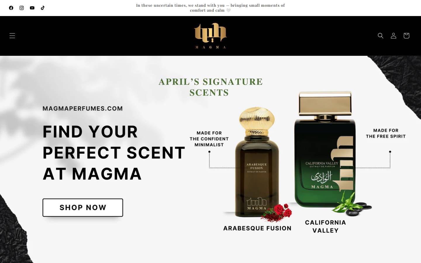 magmaperfumes.com homepage screenshot