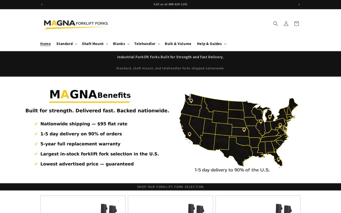 magnaforkliftforks.com homepage screenshot