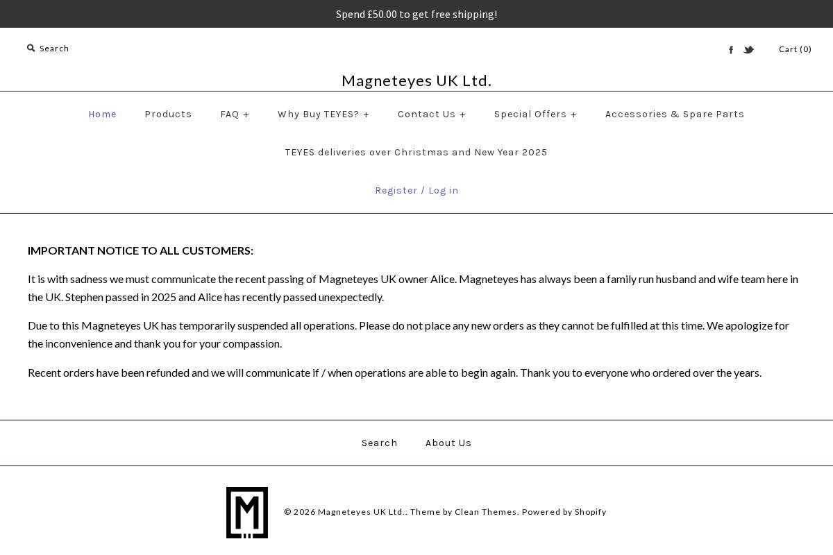 Magneteyesuk homepage screenshot