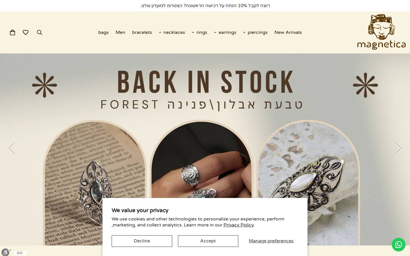 magneticajewelry.com homepage screenshot
