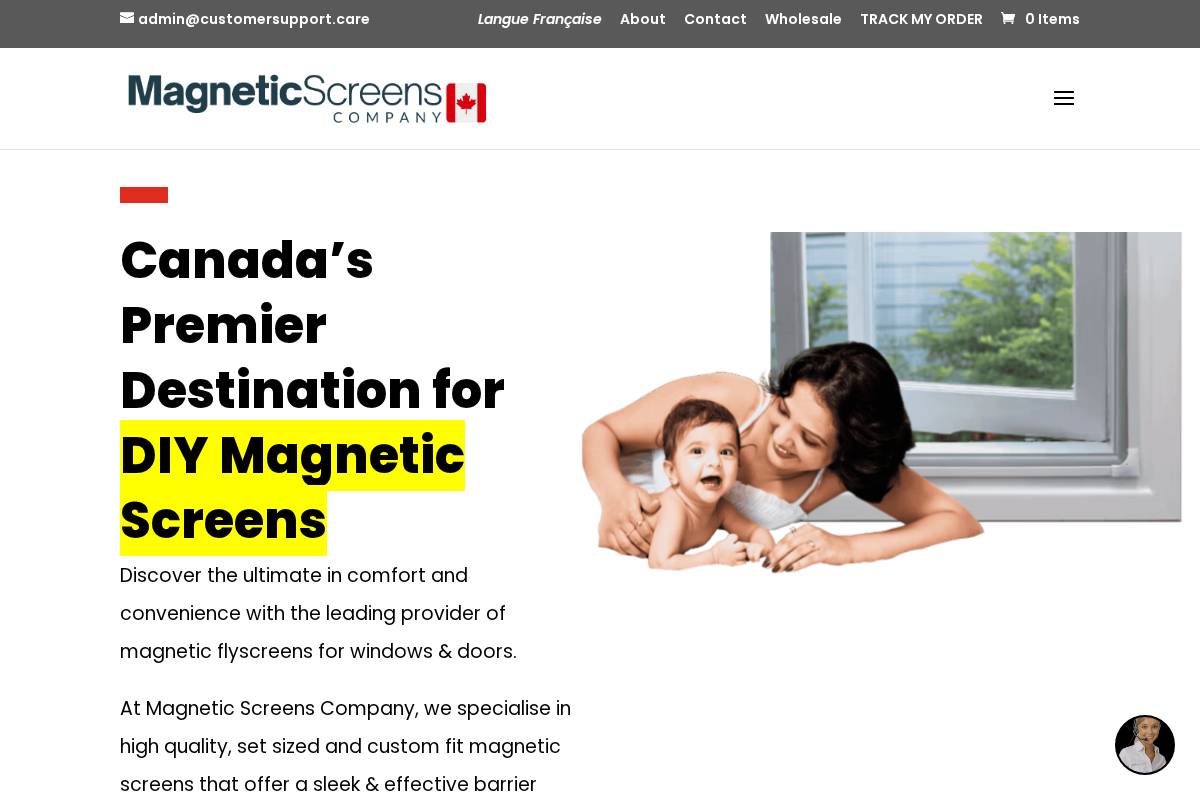 The Magnetic Screens Company Canada homepage screenshot
