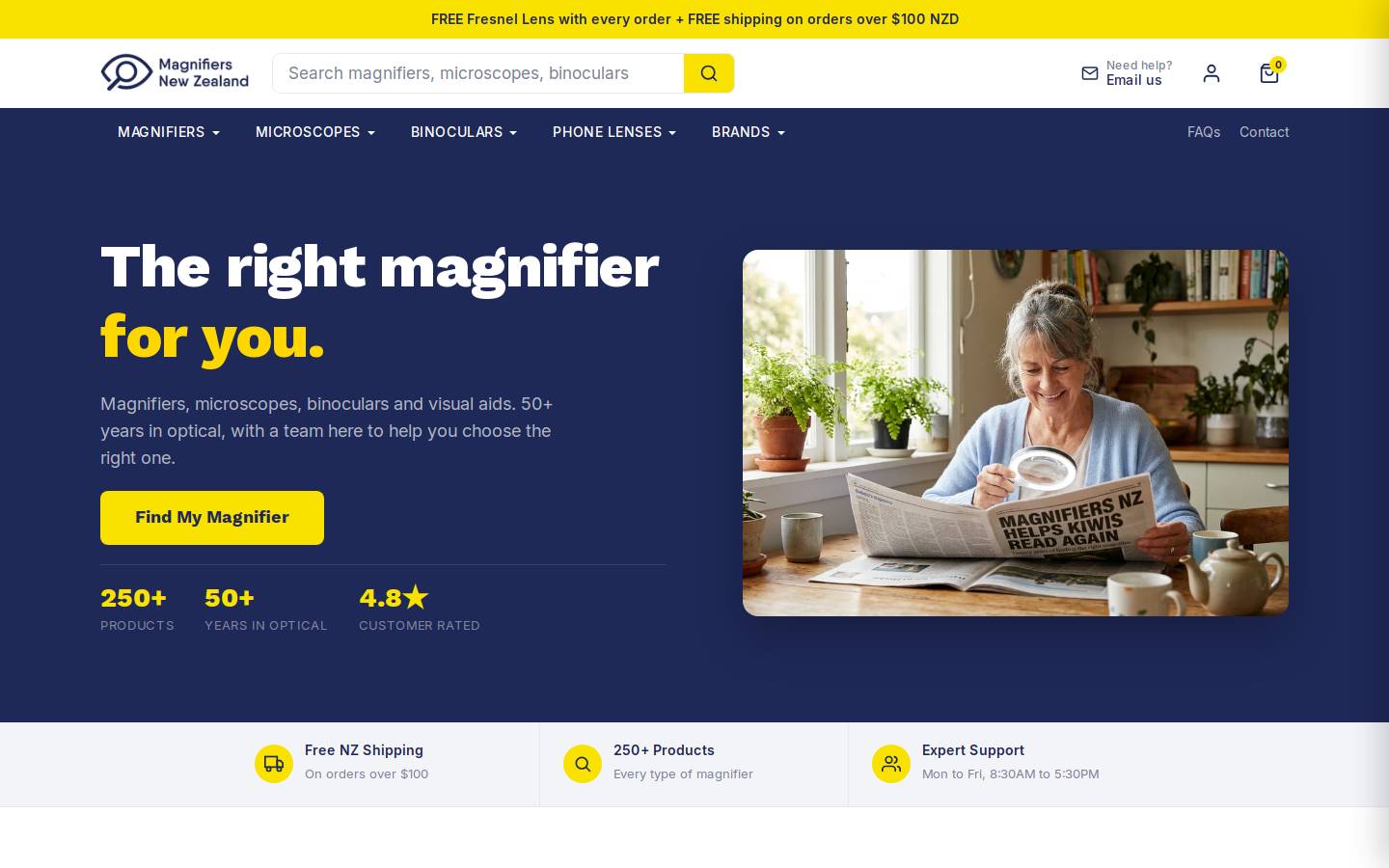 magnifiers.nz homepage screenshot