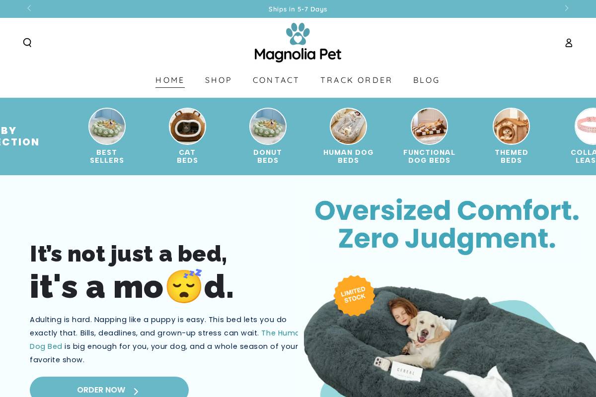 magnolia-pet.com homepage screenshot