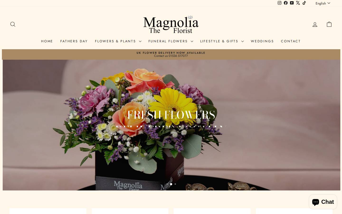 Magnolia the Florist homepage screenshot