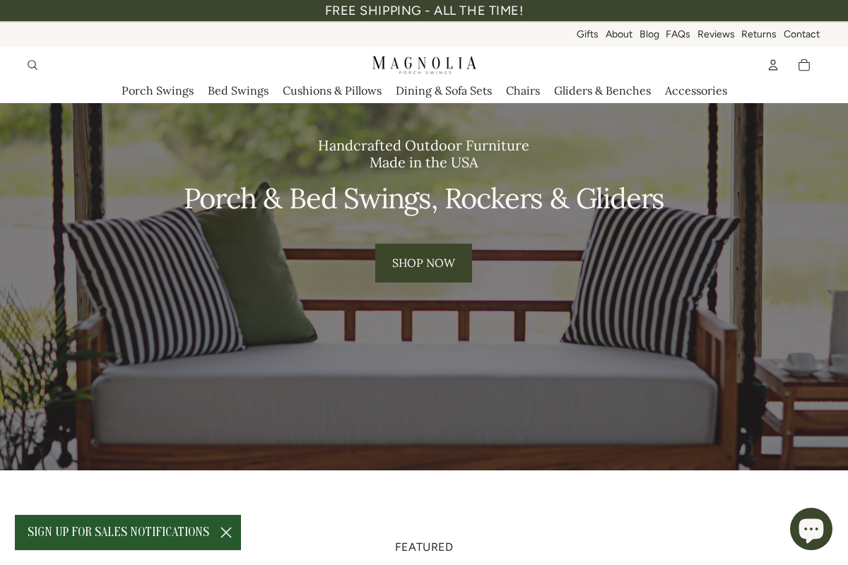 Magnolia Porch Swings homepage screenshot