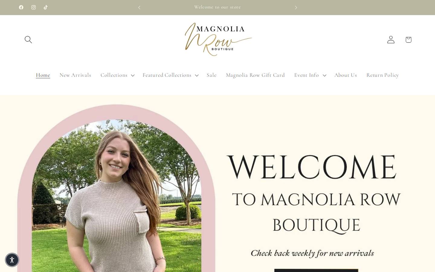 magnoliarowboutique.com homepage screenshot