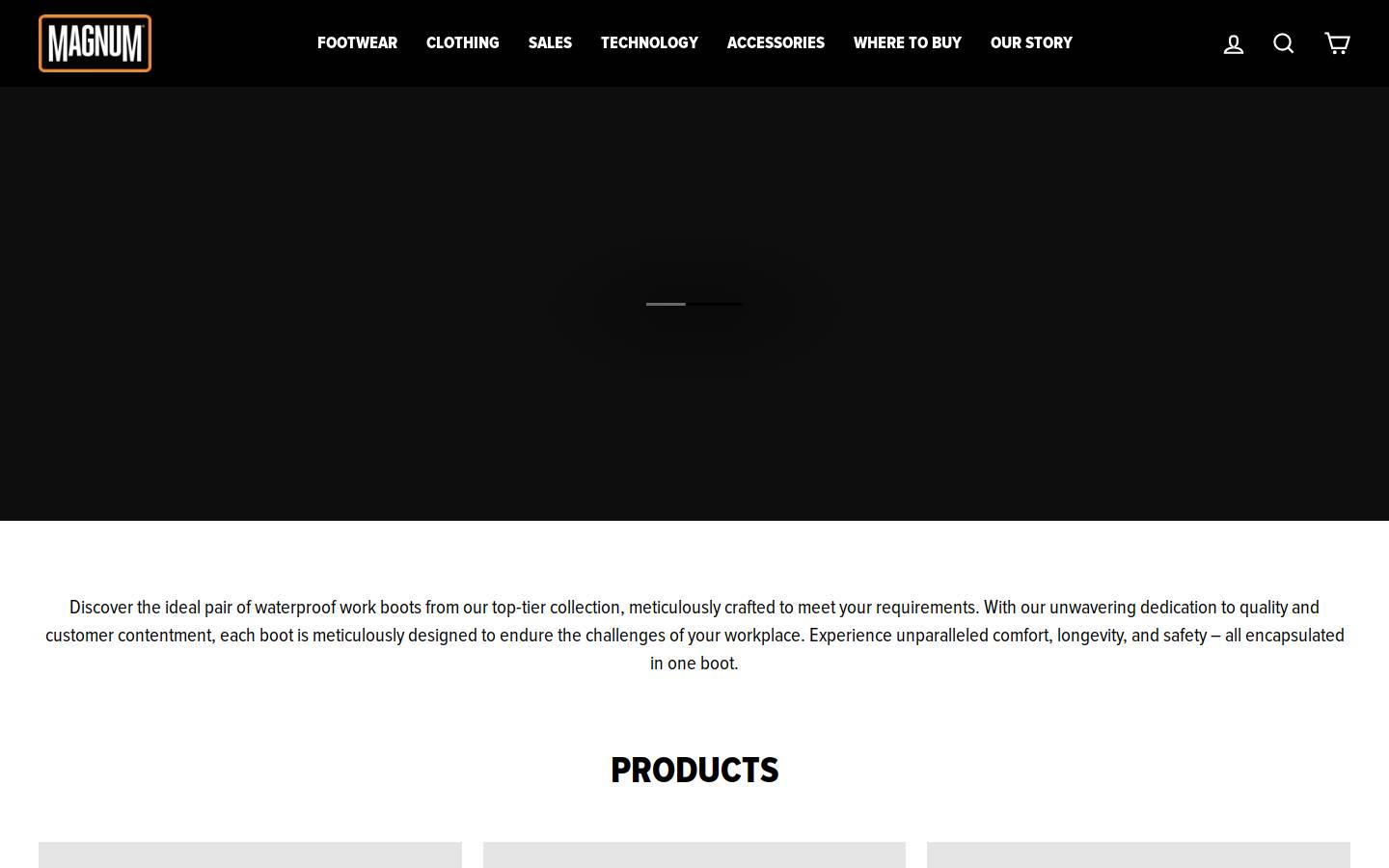 Magnum Boots USA homepage screenshot