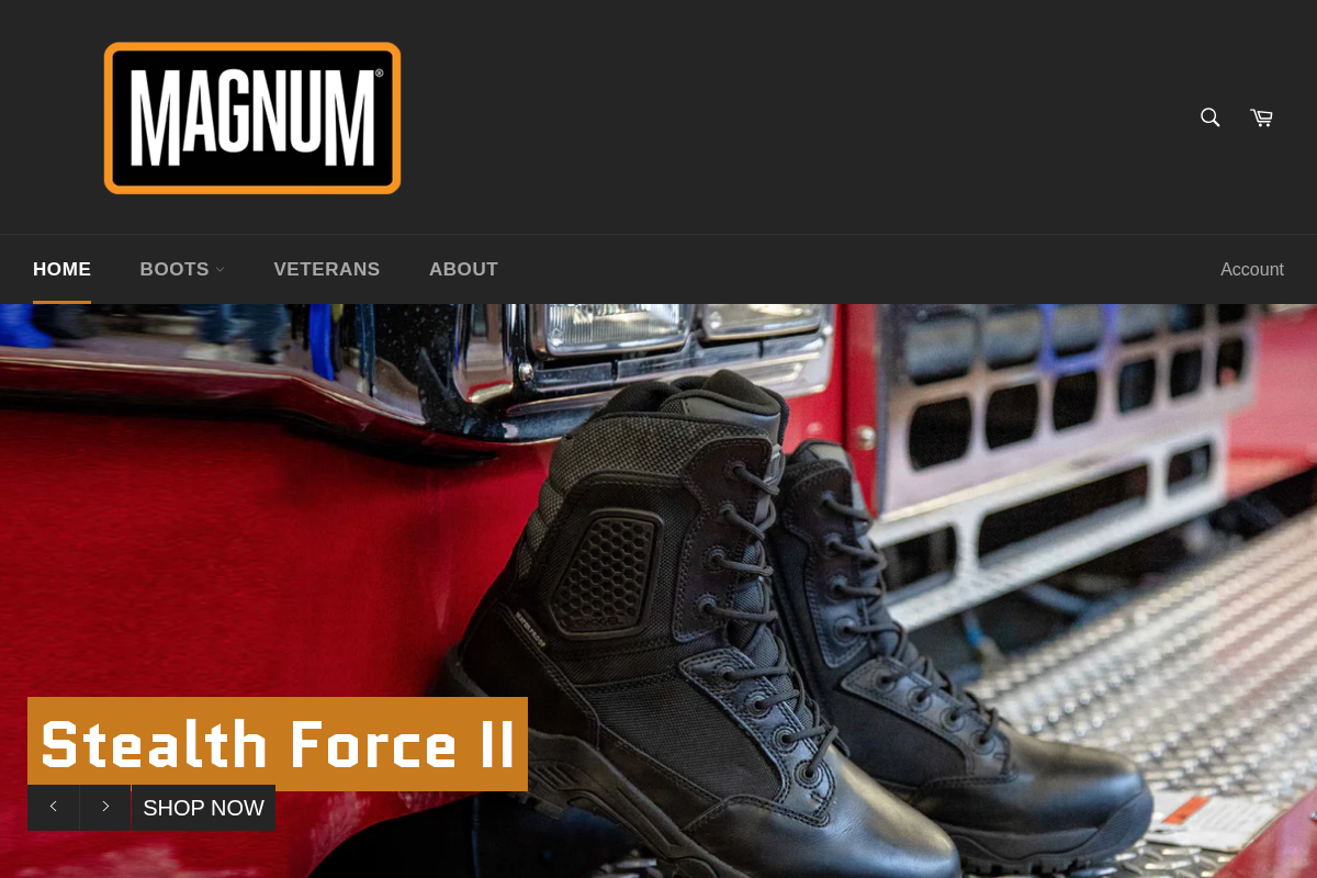 Magnum Boots Canada homepage screenshot