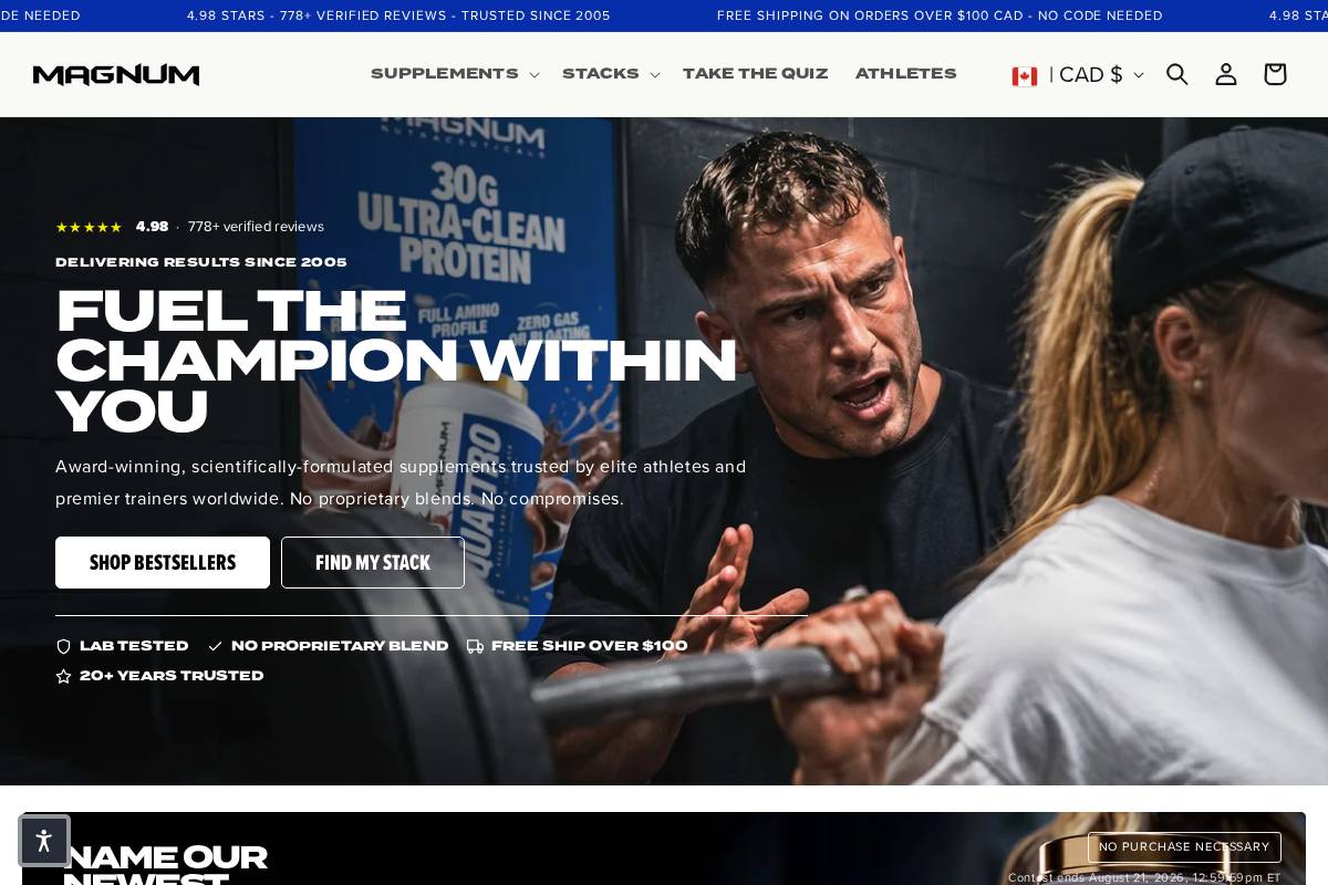 magnumsupps.com homepage screenshot