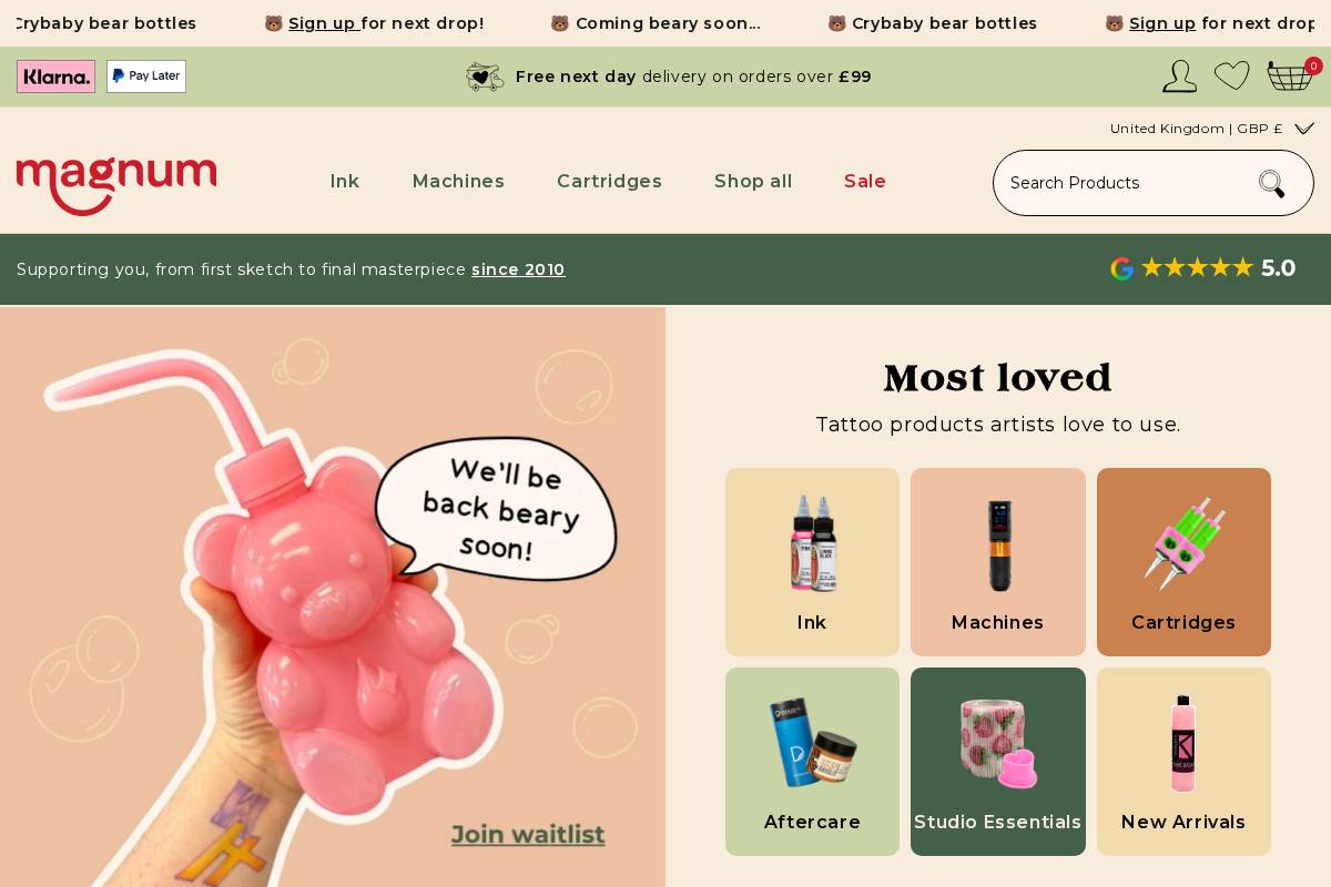 Magnum Tattoo Supplies Ltd homepage screenshot