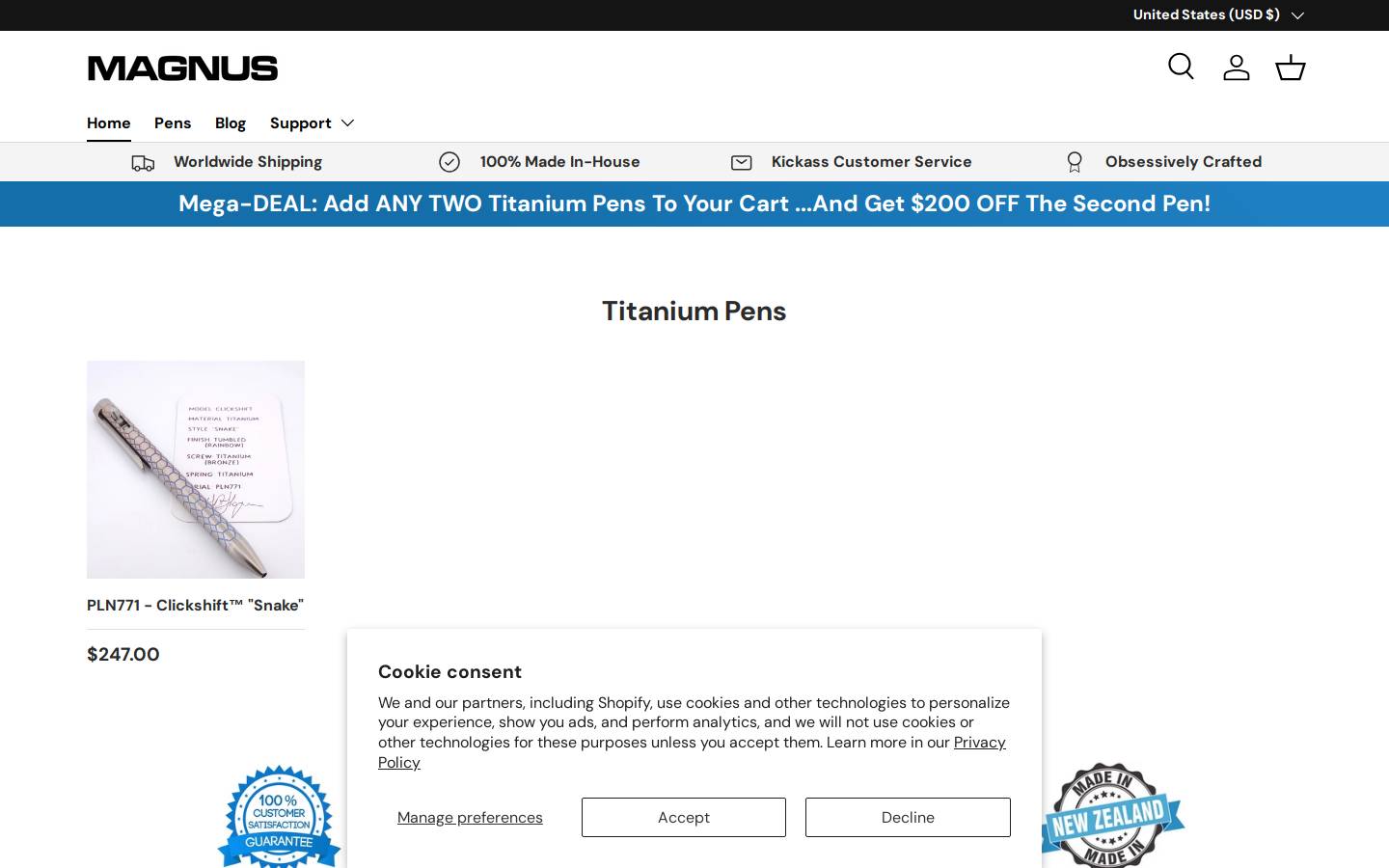 magnuspens.com homepage screenshot