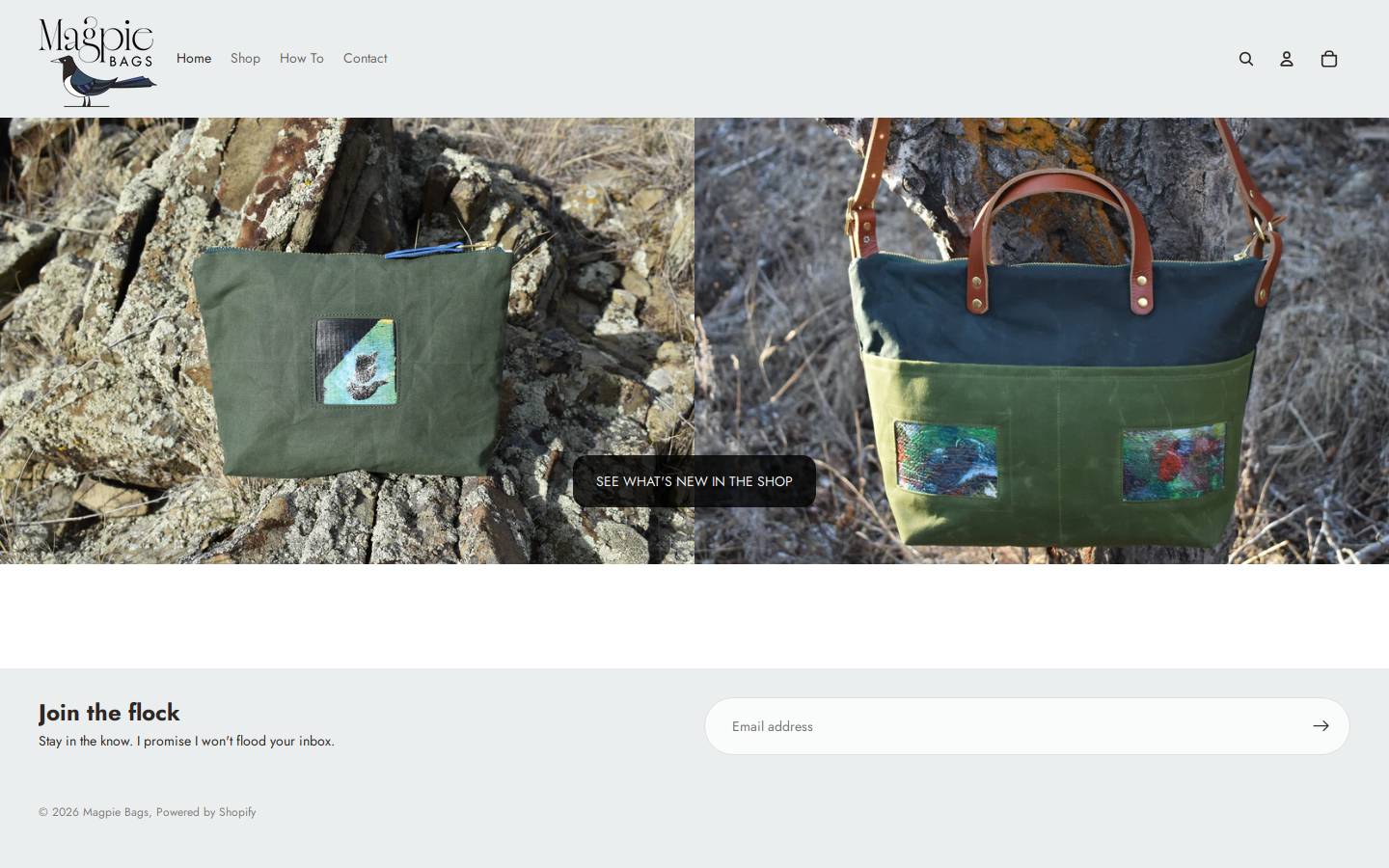 magpiebags.com homepage screenshot