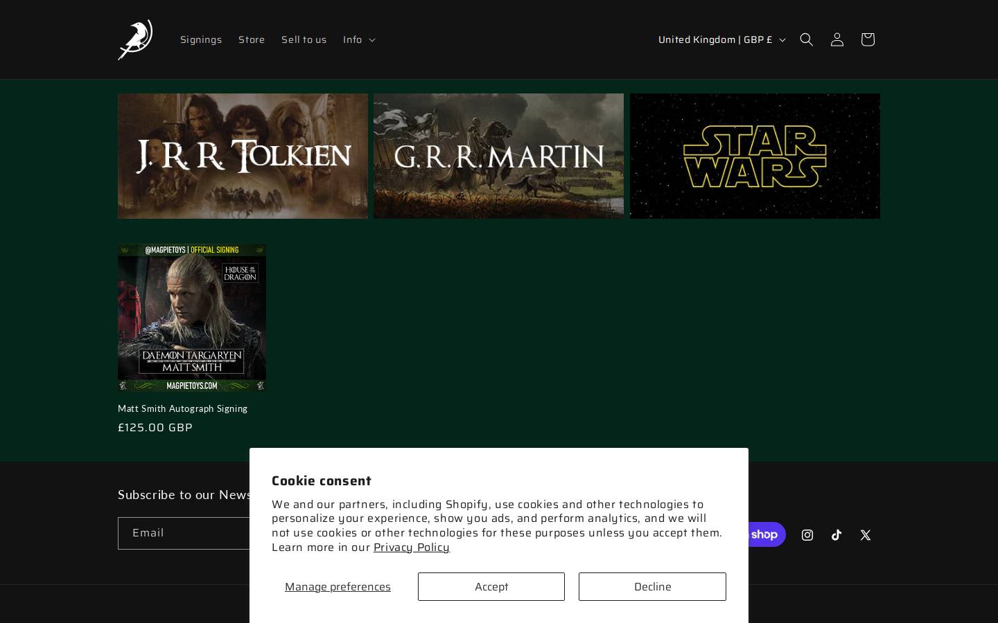Magpietoys homepage screenshot