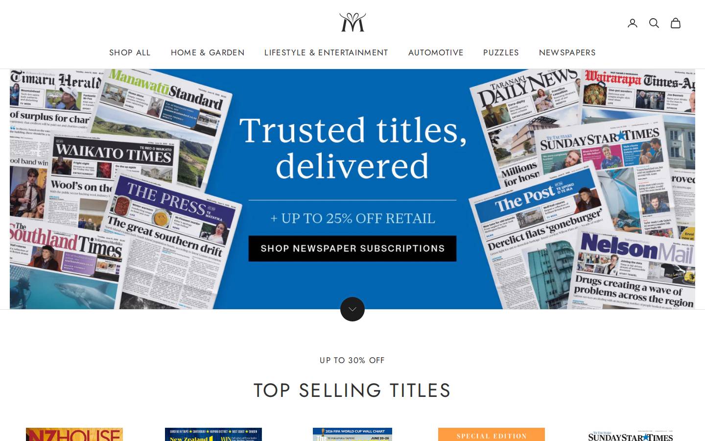mags4gifts.co.nz homepage screenshot
