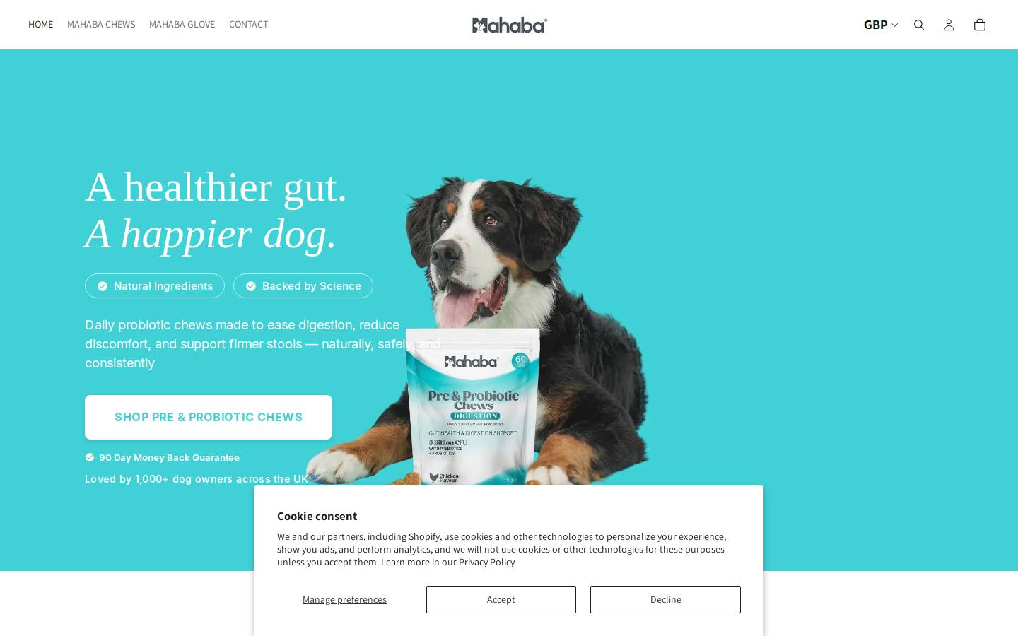 mahabapets.com homepage screenshot