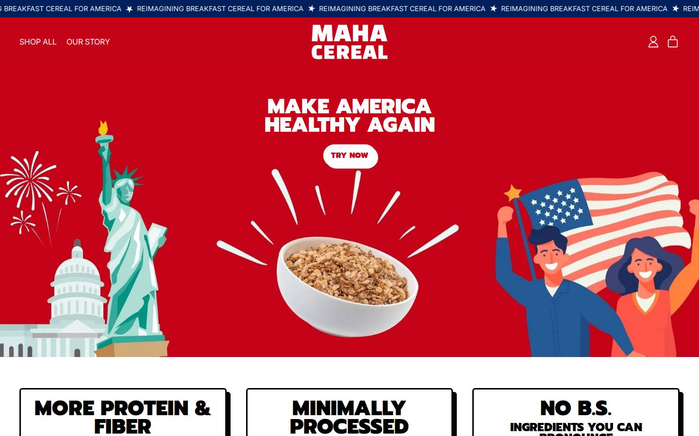 mahacereal.com homepage screenshot
