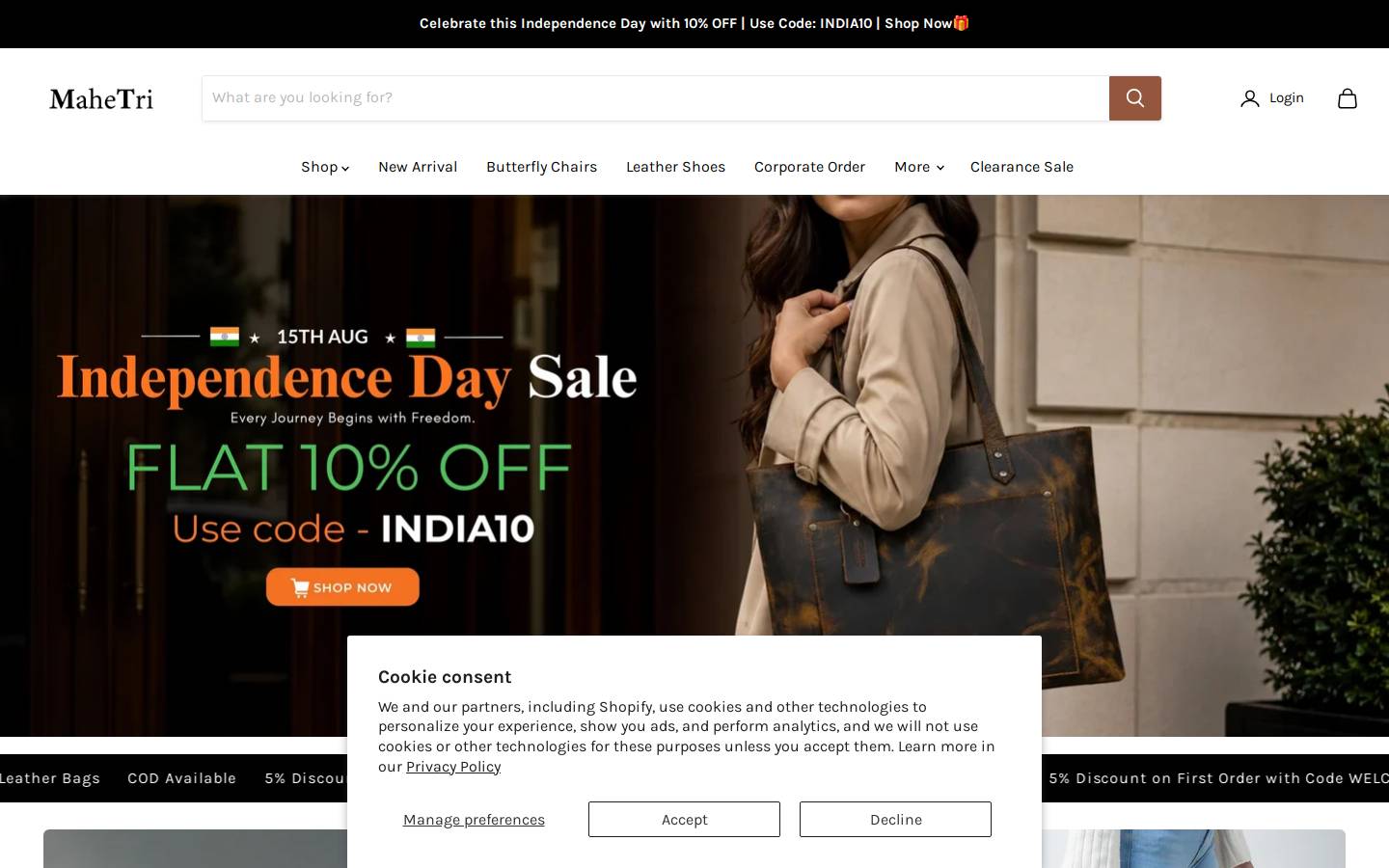 MaheTri - Lifestyle & Leather Goods! homepage screenshot