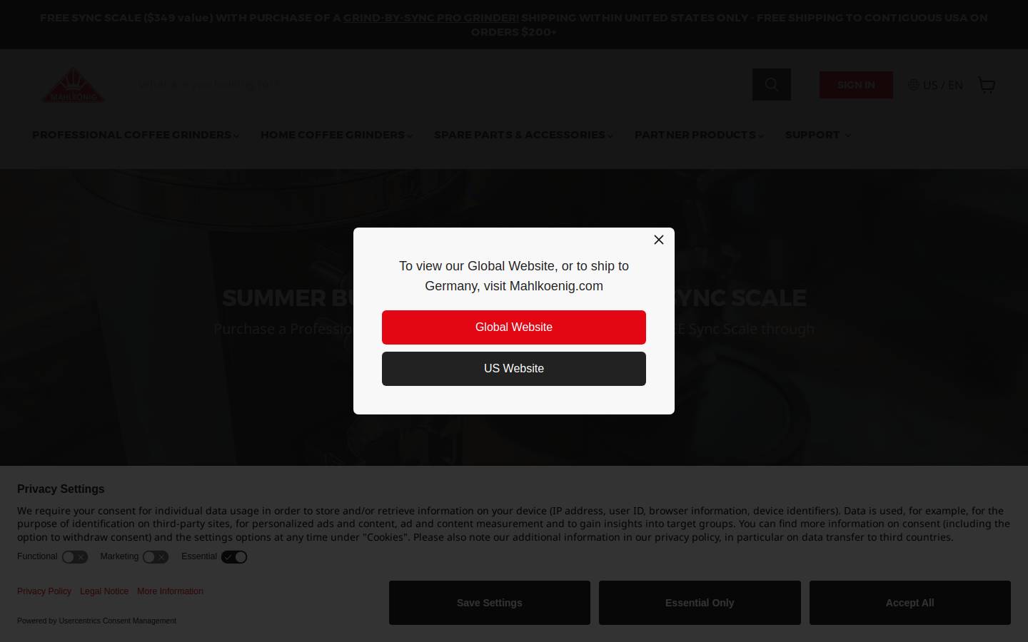 Mahlkoenig homepage screenshot
