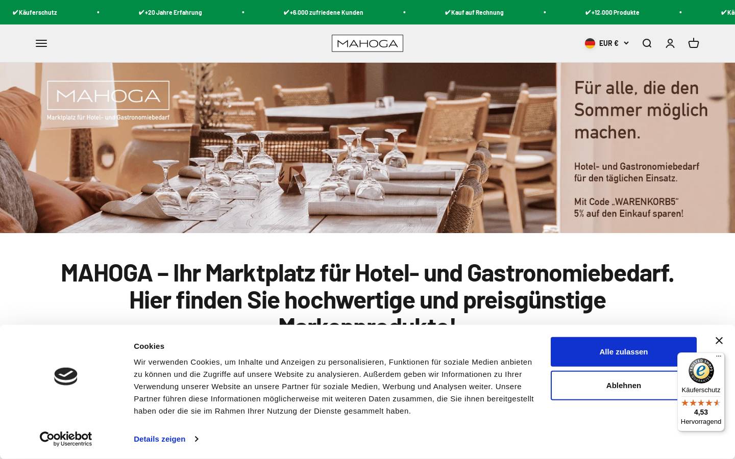 mahoga.de homepage screenshot