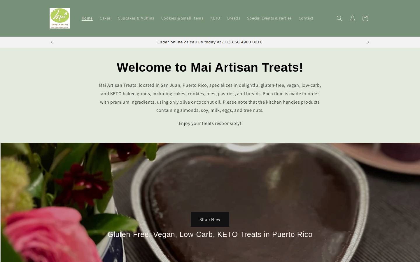 maiartisantreats.com homepage screenshot
